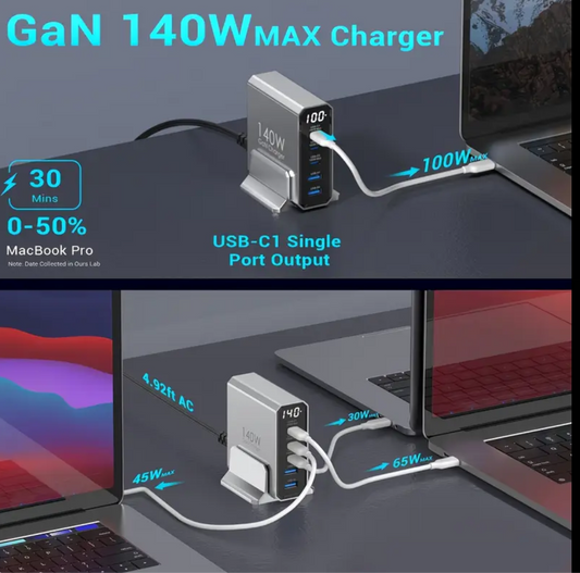 140W USB-C Ladestation mit Display
5-Port