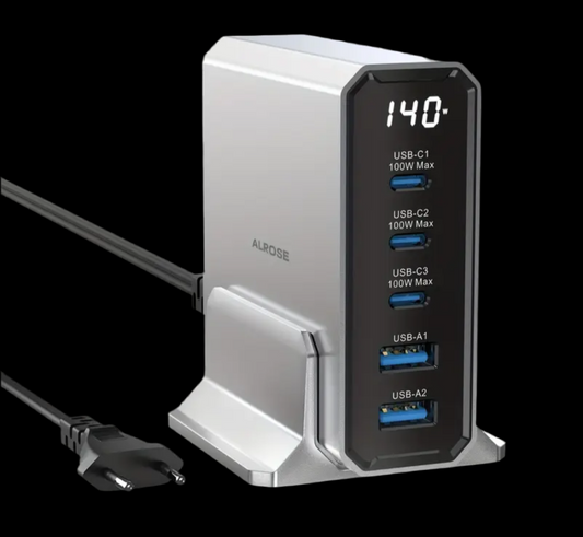 140W USB-C Ladestation mit Display
5-Port