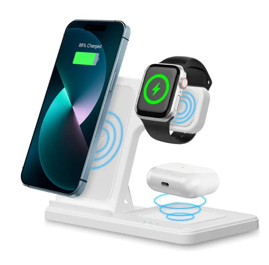 3-in-1 Wireless Ladestation für Smartphone, Smartwatch & Kopfhörer