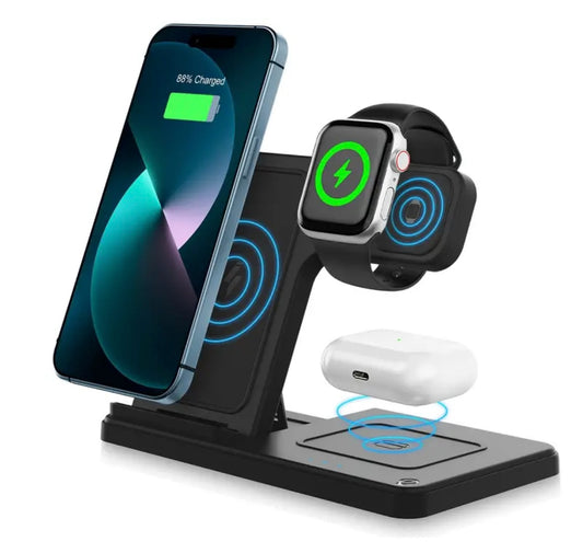 3-in-1 Wireless Ladestation für Smartphone, Smartwatch & Kopfhörer